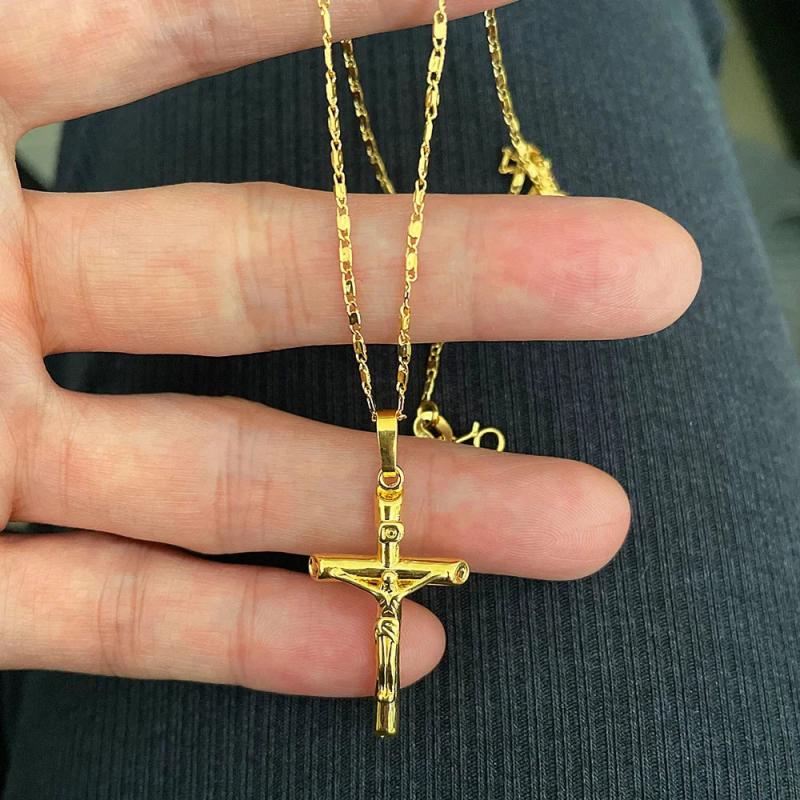 24k Cross Necklace Plated Jewelry for Couples