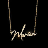 Personalized Zircon Pendant Nameplate Necklace Stainless Steel Women Girls