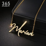 Personalized Zircon Pendant Nameplate Necklace Stainless Steel Women Girls