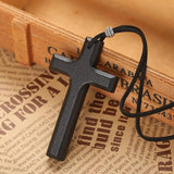 Cross Pendant Wood Necklace Vintage Men Women Belief Crucifix Meditation