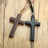 Cross Pendant Wood Necklace Vintage Men Women Belief Crucifix Meditation