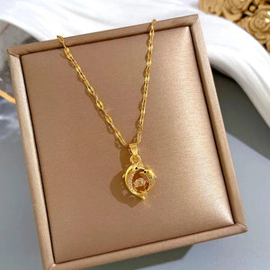 Dolphin Heart Zircon Necklace Copper Chain Animal Jewelry
