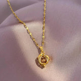 Dolphin Heart Zircon Necklace Copper Chain Animal Jewelry