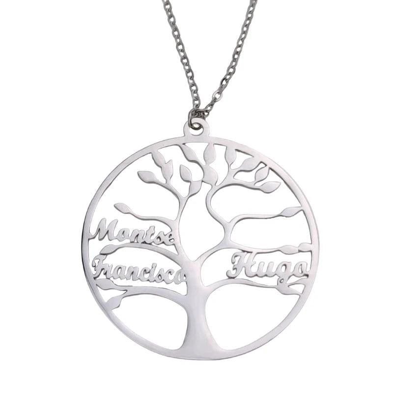 Tree of Life Family Custom Name Pendant Necklace Stainless Steel