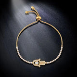 Zircon Hamsa Bracelet Silver Charm Adjustable Women brt-k45