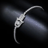 Zircon Hamsa Bracelet Silver Charm Adjustable Women brt-k45