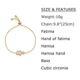 Zircon Hamsa Bracelet Silver Charm Adjustable Women brt-k45