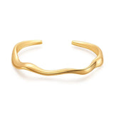 Irregular Line Twisted Chunky Metal 18k Plated Open Bracelet