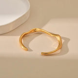 Irregular Line Twisted Chunky Metal 18k Plated Open Bracelet