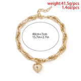 Gothic Twisted Thick Clavicle Necklace Men Punk Metal Heart Pendant
