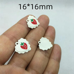 10pcs Enamel Strawberry Charms for DIY Earrings
