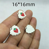 10pcs Enamel Strawberry Charms for DIY Earrings