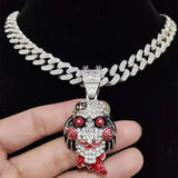 Hip Hop Iced Out Mask Pendant Necklace Miami Cuban Chain Necklaces