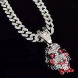 Hip Hop Iced Out Mask Pendant Necklace Miami Cuban Chain Necklaces