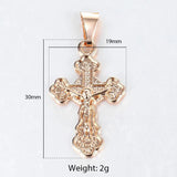 Rose Cross Pendant Necklace Jesus Charm CZ Pendant Snail Link Chain