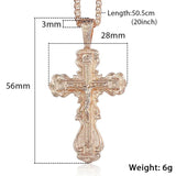Rose Cross Pendant Necklace Jesus Charm CZ Pendant Snail Link Chain