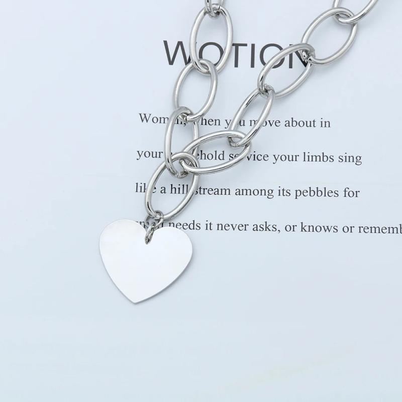 Big Heart Love Pendant Chain Choker Collar Necklace for Women Girls