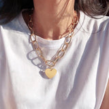 Big Heart Love Pendant Chain Choker Collar Necklace for Women Girls