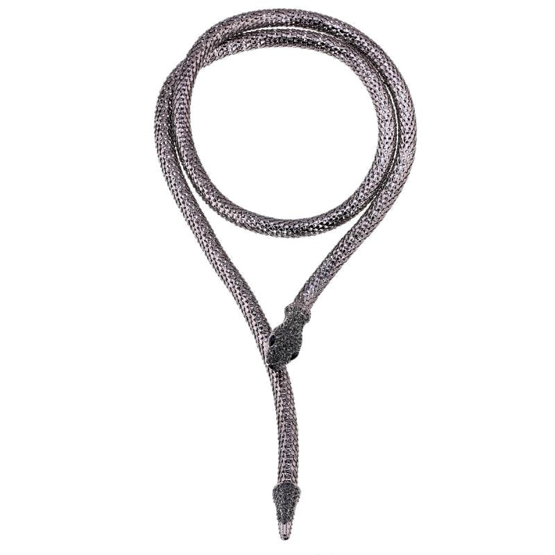 Punk Crystal Plated Magnetic Snake Necklace For Women
