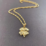 18K Necklace Lucky Clover Pendant 24K For Woman Charm Jewelry