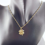 18K Necklace Lucky Clover Pendant 24K For Woman Charm Jewelry