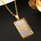 24K Islamic Allah Pendant Necklace Religious Muslim Chain Jewelry