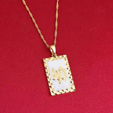 24K Islamic Allah Pendant Necklace Religious Muslim Chain Jewelry