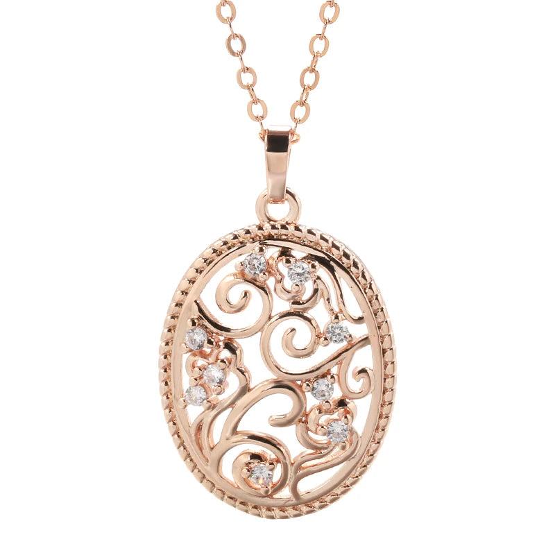 Vintage Flower Pendant Necklace 585 Rose Fine Jewelry
