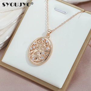 Vintage Flower Pendant Necklace 585 Rose Fine Jewelry