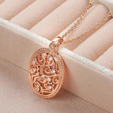 Vintage Flower Pendant Necklace 585 Rose Fine Jewelry