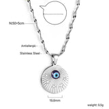 Evil Eye Cross Zirconia Pendant Necklace Women Stainless Steel Clavicle Chain