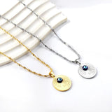 Evil Eye Cross Zirconia Pendant Necklace Women Stainless Steel Clavicle Chain
