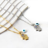 Evil Eye Cross Zirconia Pendant Necklace Women Stainless Steel Clavicle Chain