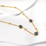 Evil Eye Cross Zirconia Pendant Necklace Women Stainless Steel Clavicle Chain