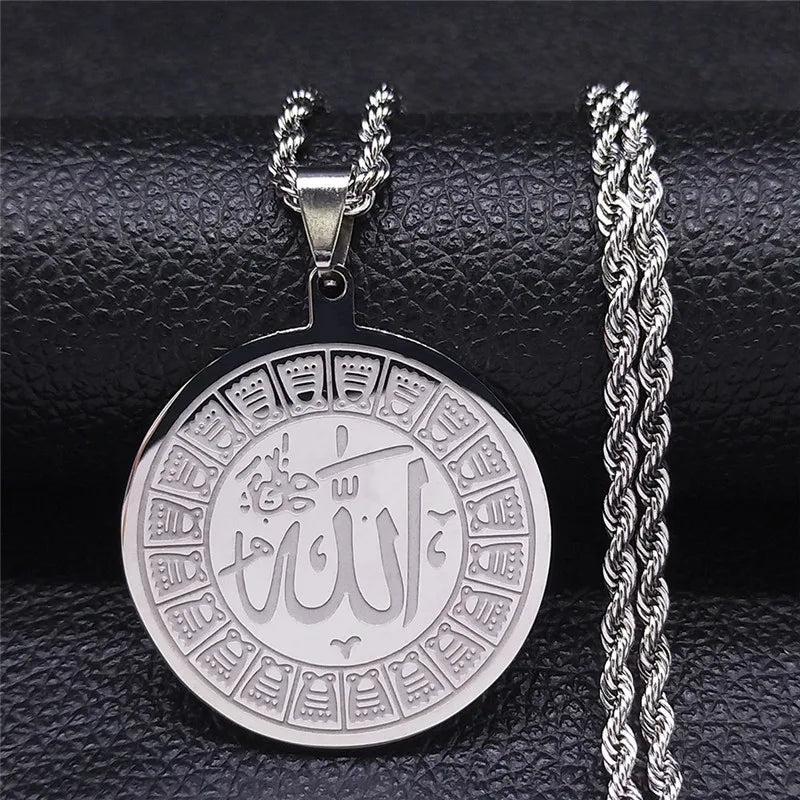 Islamic Muslim Round Necklace God Allah Chain Jewelry N2229S05