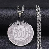 Islamic Muslim Round Necklace God Allah Chain Jewelry N2229S05
