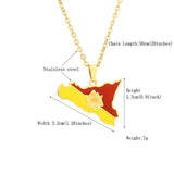 Sicily Sicilian Flag Map Pendant Necklace Silver Stainless Steel