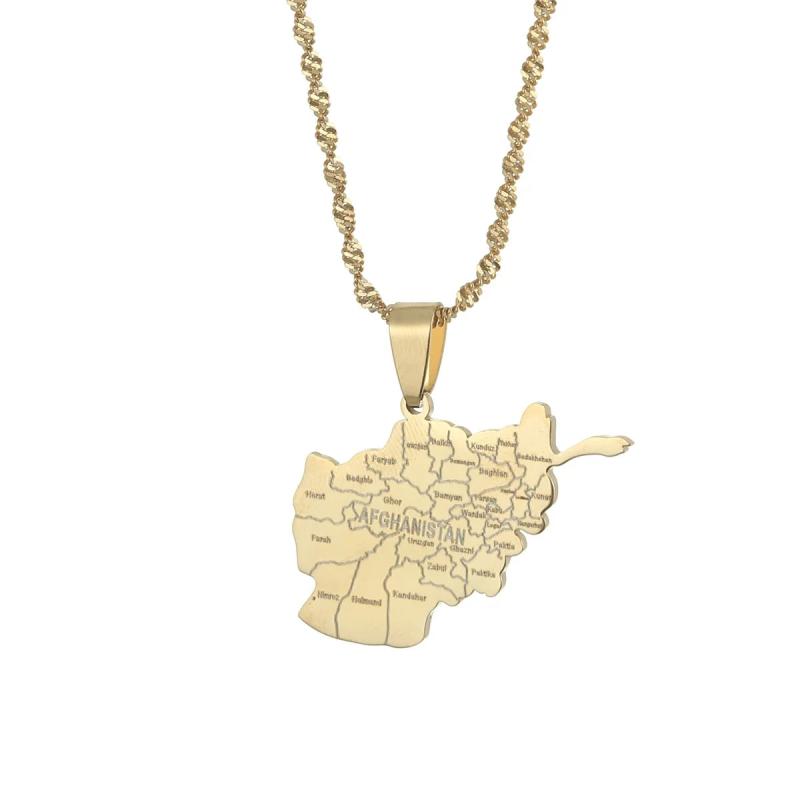Afghanistan Cities Map Pendant Necklaces For Women