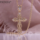 Rose Zircon Cross Necklace 585 Punk Pendant Jewelry
