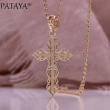 Rose Zircon Cross Necklace 585 Punk Pendant Jewelry