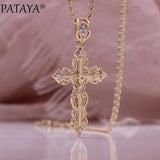 Rose Zircon Cross Necklace 585 Punk Pendant Jewelry