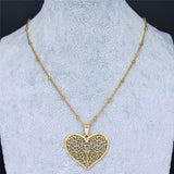 Tree of Life Heart Pendant Necklace Stainless Steel Jewelry