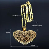 Tree of Life Heart Pendant Necklace Stainless Steel Jewelry
