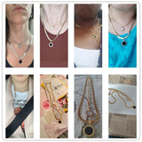 ZMFashion Layered Snakes Chains Necklace With Shell Roman Numerals Wolf Pendant