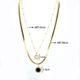 ZMFashion Layered Snakes Chains Necklace With Shell Roman Numerals Wolf Pendant