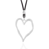 Heart Pendant Necklace Long Sweater Chain Leather Necklaces Women