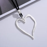 Heart Pendant Necklace Long Sweater Chain Leather Necklaces Women