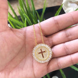Crystal Cross Pendant Necklace CZ Christian Jewelry