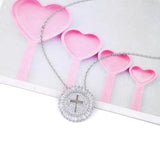 Crystal Cross Pendant Necklace CZ Christian Jewelry