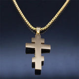 Catholic Orthodox Cross Necklace Stainless Steel Crucifix Jesus N4935S02